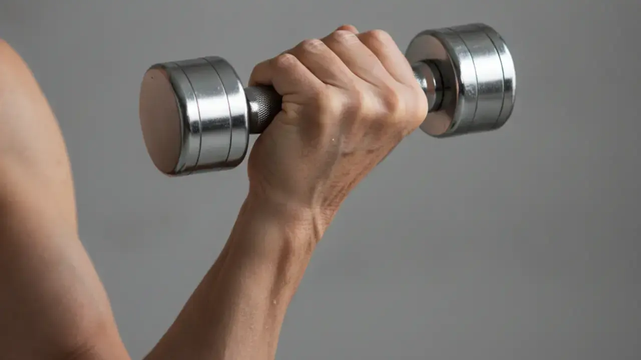 idoso segurando peso simbolizando luta contra sarcopenia